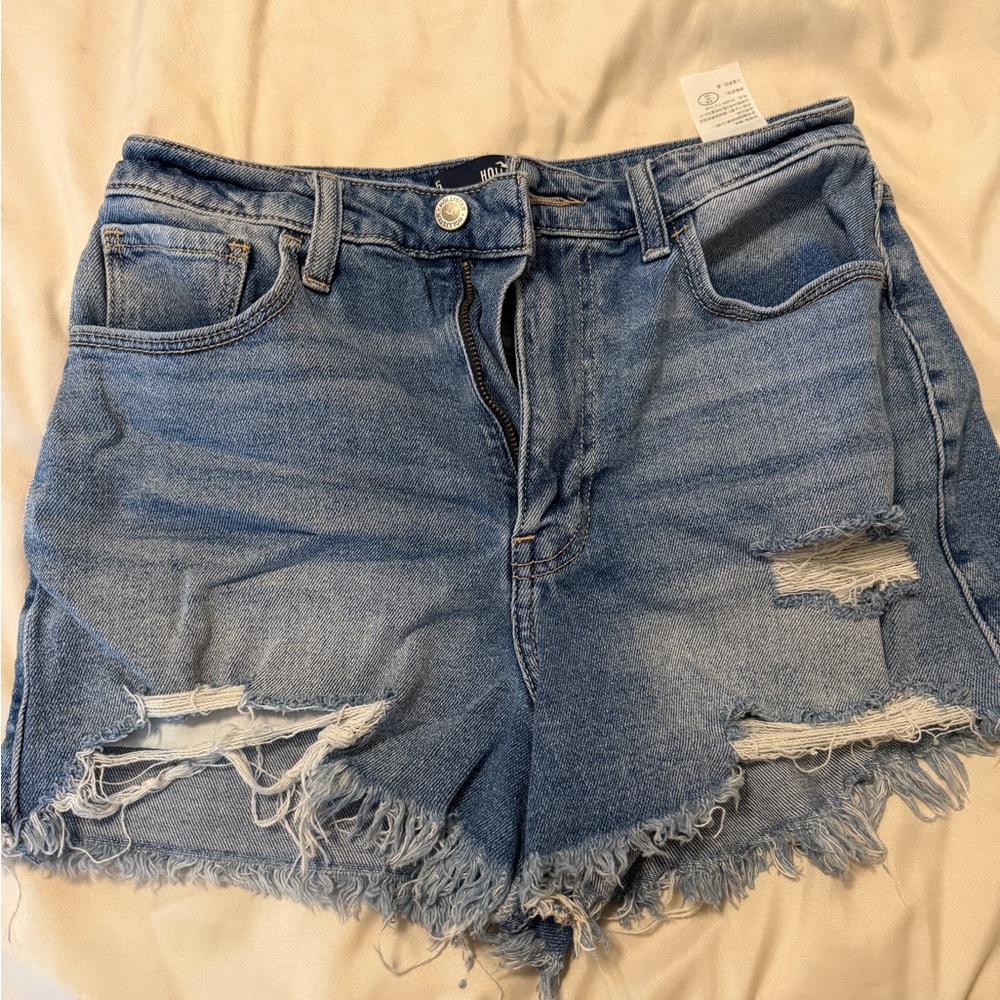 Denim Blue Distressed Women Shorts